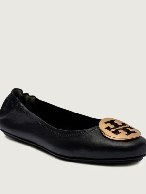 TORY BURCH Skórzane baleriny MINNIE TRAVEL czarny