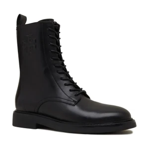 TORY BURCH Skórzane botki DOUBLE T COMBAT