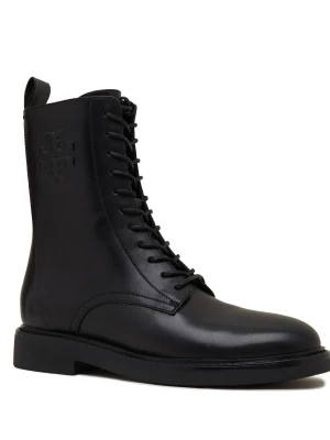 TORY BURCH Skórzane botki DOUBLE T COMBAT