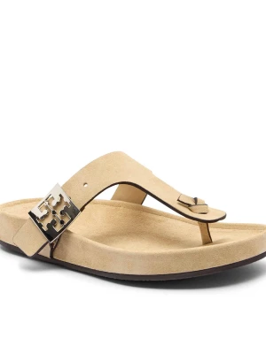 TORY BURCH Japonki Mellow Thong | zamsz beżowy