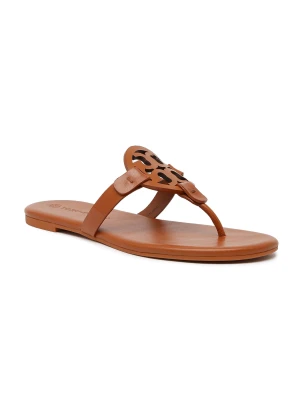 TORY BURCH Skórzane japonki Miller brązowy