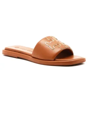 TORY BURCH Skórzane klapki DOUBLE T SPORT SLIDE