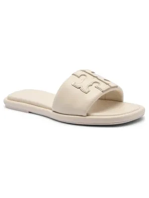 TORY BURCH Skórzane klapki DOUBLE T SPORT SLIDE