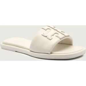TORY BURCH Skórzane klapki DOUBLE T SPORT SLIDE