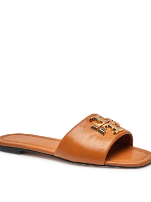 TORY BURCH Skórzane klapki ELEANOR brązowy