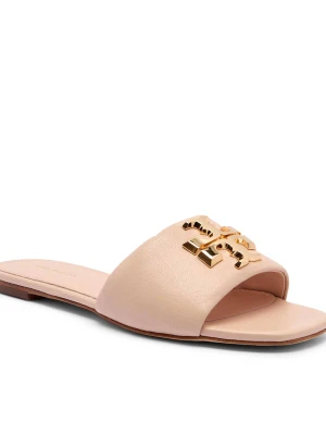 TORY BURCH Skórzane klapki ELEANOR pudrowy róż