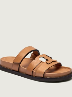 TORY BURCH Skórzane klapki INES brązowy