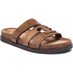 TORY BURCH Skórzane klapki INES SPORT SLIDE
