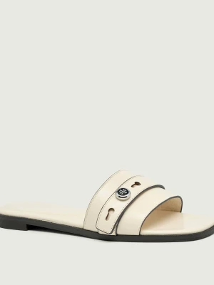 TORY BURCH Skórzane klapki ROMY beżowy