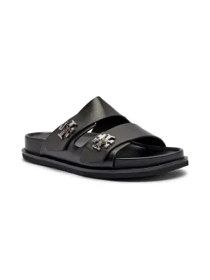 TORY BURCH Skórzane klapki TURNLOCK SPORT SLIDE
