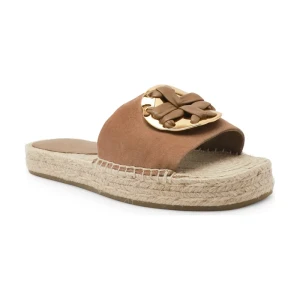 Zdjęcie produktu TORY BURCH Skórzane klapki WOVEN DOUBLE T ESPADRILLE