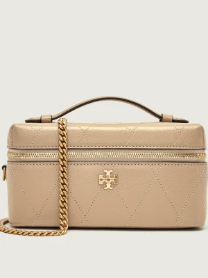 TORY BURCH Skórzany kuferek Charlie beżowy
