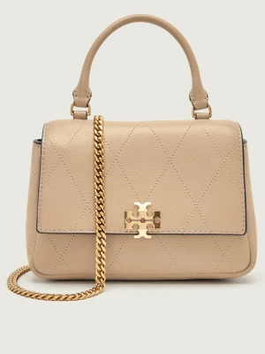 TORY BURCH Skórzany kuferek Charlie beżowy