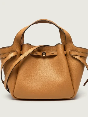TORY BURCH Skórzany kuferek Romy camel