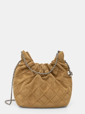 Tory Burch torebka crossbody damska zamszowa Fleming beżowy