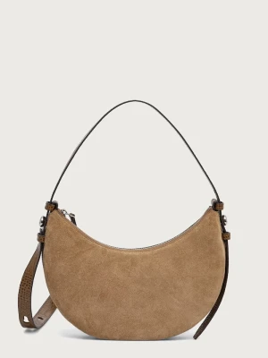 Tory Burch torebka crossbody damska zamszowa Romy Half Moon beżowy