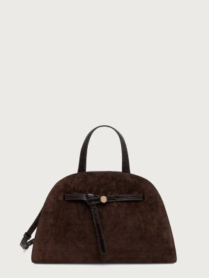 Tory Burch torebka damska zamszowa Romy Suede Bauletto brązowy