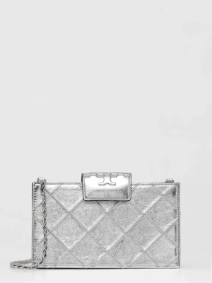 Tory Burch torebka skórzana Fleming kolor srebrny 175190-040