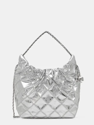 Tory Burch torebka skórzana Fleming kolor srebrny 176040-040