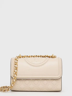 Tory Burch torebka skórzana Fleming Small kolor beżowy 75576.122
