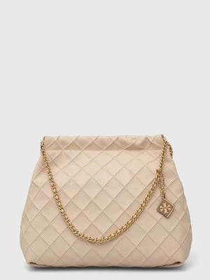 Tory Burch torebka skórzana Fleming Soft Drawstring kolor beżowy 154572.122