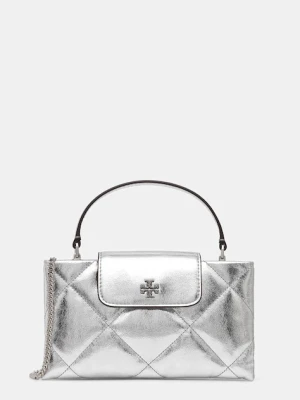 Tory Burch torebka skórzana Kira Diamond kolor srebrny 174998-040