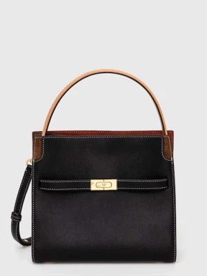 Tory Burch torebka skórzana Lee Radziwill Small Double kolor czarny 61302.001