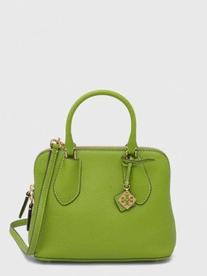 Tory Burch torebka skórzana Mini Pebbled Swing kolor zielony 155619.300