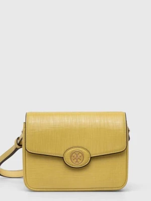 Tory Burch torebka skórzana Robinson Crosshatched kolor żółty 154731.700