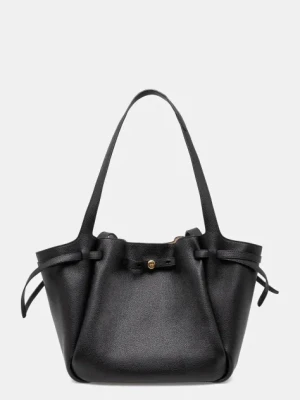 Tory Burch torebka skórzana Romy Pebbled Tote kolor czarny 163388-001
