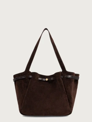 Tory Burch torebka tote damska zamszowa Romy brązowy