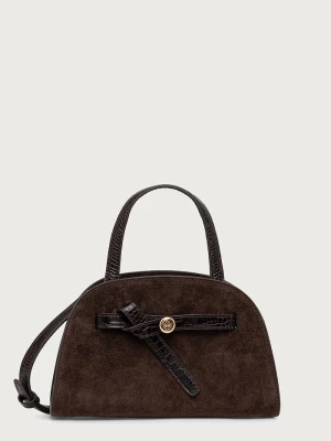 Tory Burch torebka tote damska zamszowa Romy Small Bauletto brązowy