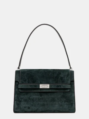 Tory Burch torebka zamszowa Lee Radziwill kolor zielony 169256-400