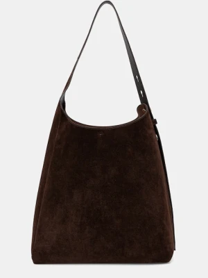 Tory Burch torebka zamszowa Romy Suede Hobo Bag kolor brązowy 175320.201