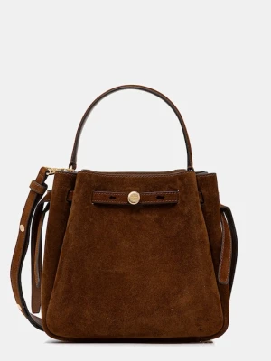 Tory Burch torebka zamszowa Romy Suede kolor brązowy 174221-200