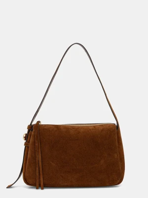 Tory Burch torebka zamszowa Romy Suede Shoulder brązowy