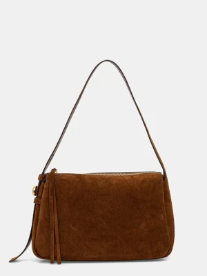 Tory Burch torebka zamszowa Romy Suede Shoulder kolor brązowy 177365.200