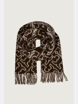 TORY BURCH Wełniany dwustronny szal Puzzle Logo