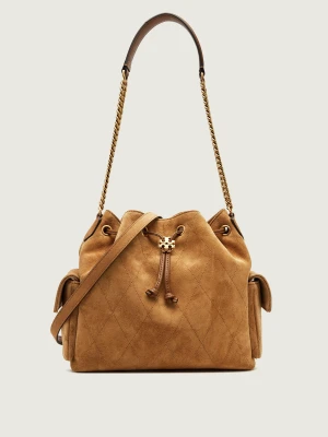 TORY BURCH Worek Charlie | zamsz camel