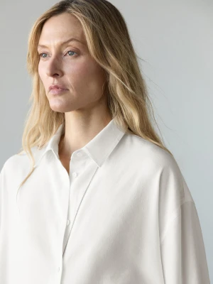 Total Look Flowing Shirt With Linen - Biały Złamany - - Massimo Dutti - Kobieta