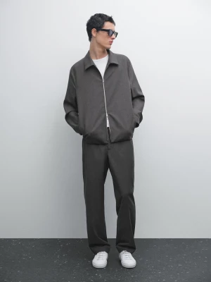 Total Look Trousers With Wool - Szary - - Massimo Dutti - Male