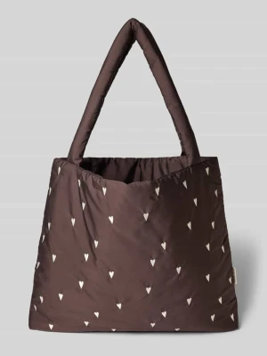 Tote Bag z detal z logo model „Puffy” STUDIO NOOS Ciemnobrązowy