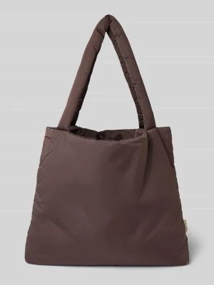 Tote Bag z detal z logo model „Puffy” STUDIO NOOS Ciemnobrązowy