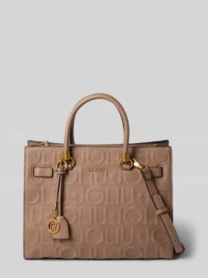 Tote bag z detalem z logo na całej powierzchni model 'Manhattan' Liu Jo Średniobrązowy