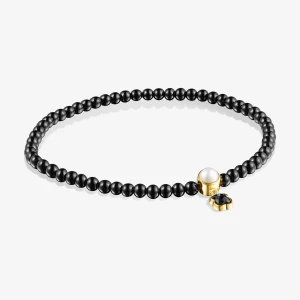 Tous Glory - Bransoletka Z Żółtego Srebra Vermeil Z Onyksami I Perłą - Tous Rozmiar