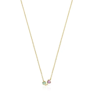 Tous Glory - Naszyjnik Z Żółtego Srebra Vermeil Z Amazonitem I Ametystem - Tous