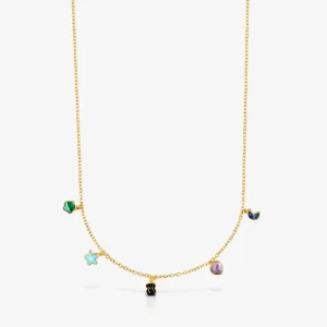 Tous Glory - Naszyjnik Z Żółtego Srebra Vermeil Z Malachitem, Ametystem, Onyksem, Turkusem I Sodalitem - Tous