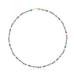 Tous Good Vibes - Naszyjnik Z Żółtego Srebra Vermeil Z Kamieniami Szlachetnymi - Tous Rozmiar