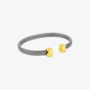 Tous Mesh - Otwarta Bransoletka Ze Stali Szlachetnej I Żółtego Złota - Tous Rozmiar