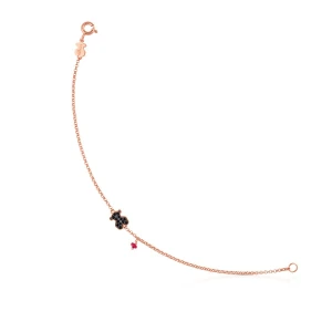 Tous Motif - Bransoletka Tous Z Różowego Srebra Vermeil Ze Spinelami I Rubinem - Tous